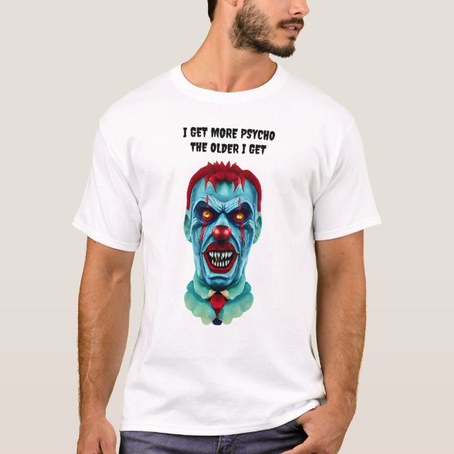 Psycho Creepy Killer Zombie Clown Horror Art T Shirt (Framsida)