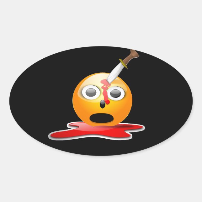 psycho emoji ovalt klistermärke (Framsida)