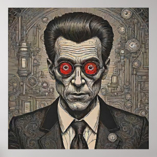 Psycho Killer Steampunk Retro Bläck Teckning Poster