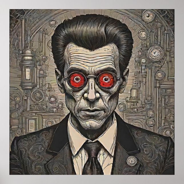 Psycho Killer Steampunk Retro Bläck Teckning Poster (Framsidan)