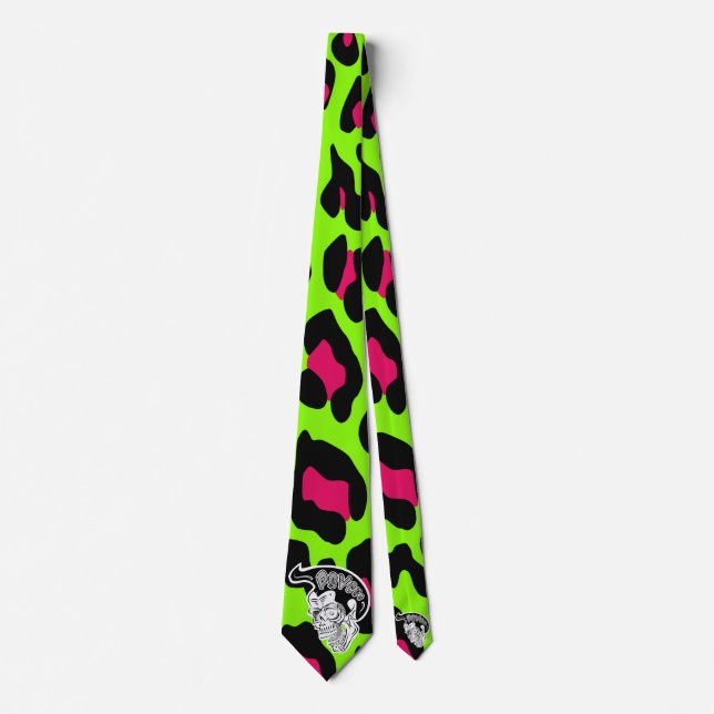 Psycho Skull Lime Green Leopard Slips (Framsida)