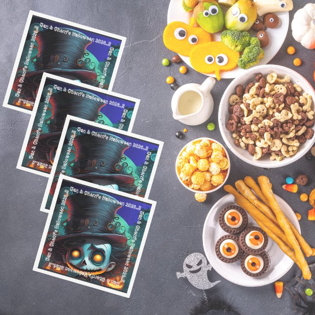 Psycho Top hat Halloween fest Pappersservett (Psycho Top Hat Halloween Party Napkins)