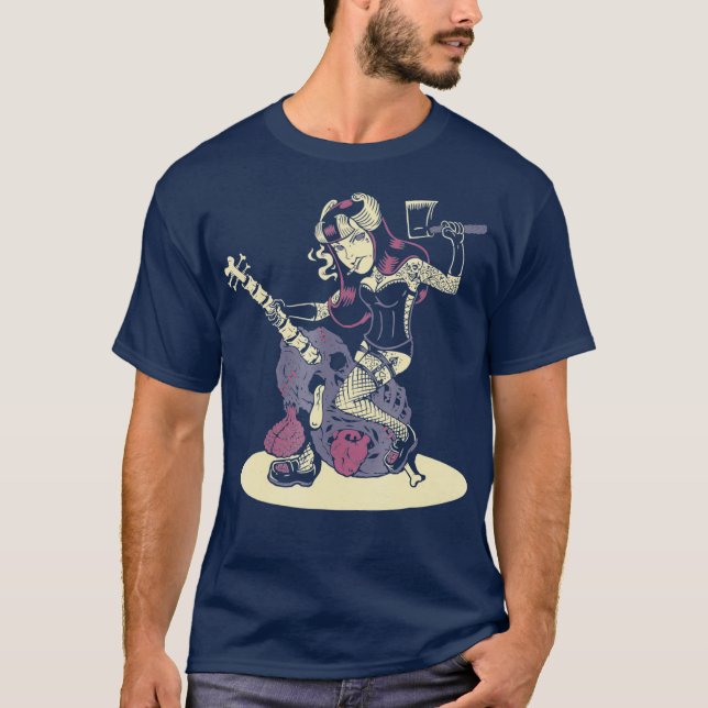 Psychobilly Horror Punk Sten HR Sexy Pin T Shirt (Framsida)