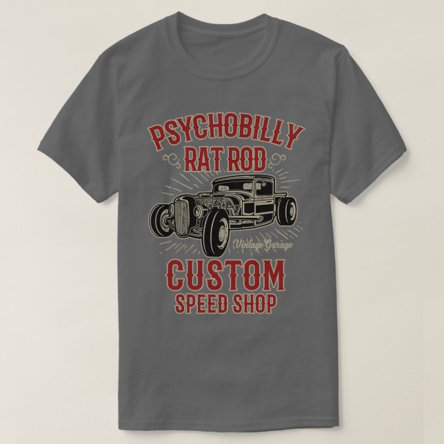 Psychobilly Råtta Rod Anpassningsbar Speed Shop T Shirt (Design framsida)