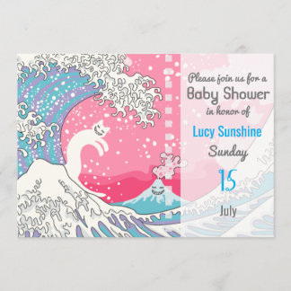 Psychodelic Bubblegum Kunagawa Surfer Cat Inbjudningar
