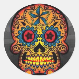 Psychodelic skalle, www.sk8rzlyf.com runt klistermärke
