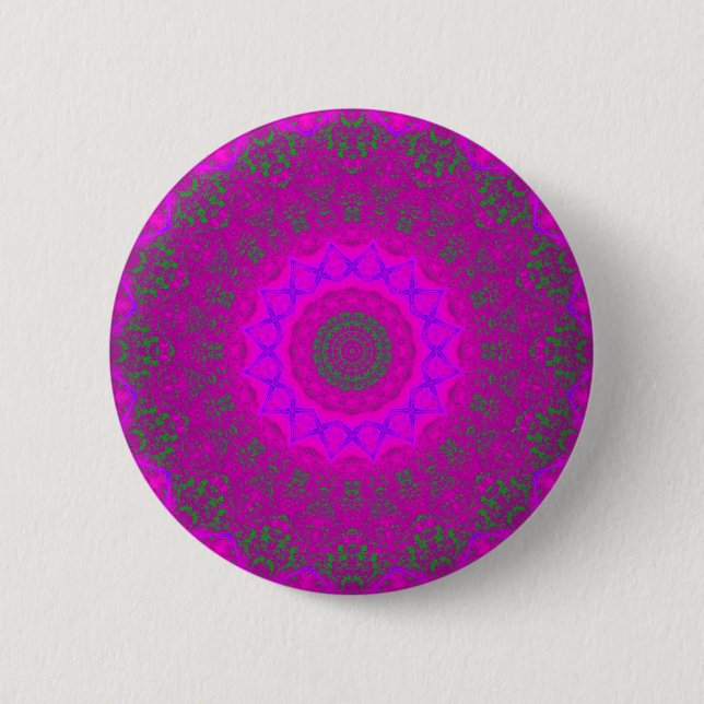 Psychokinesis Lila Abstrakt Mandala Button Knapp (Framsida)