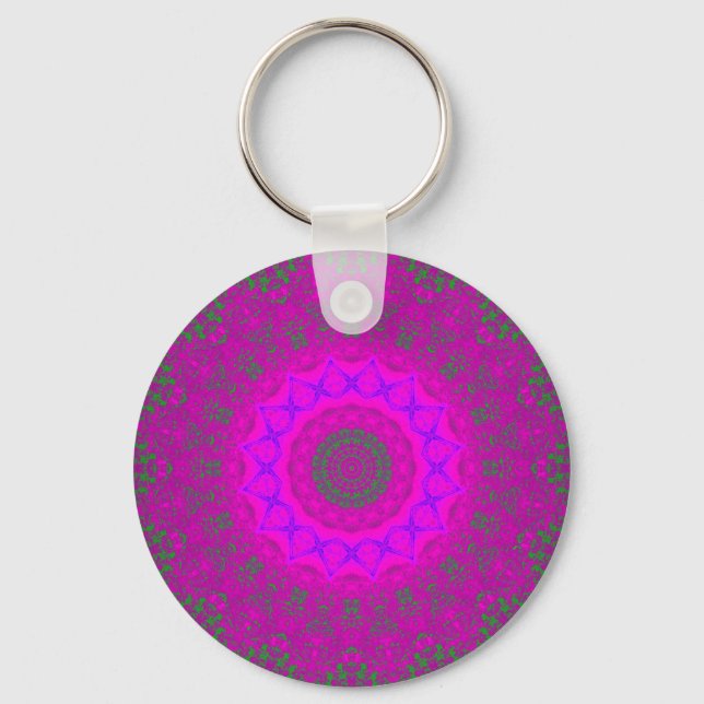 Psychokinesis Lila Abstrakt Mandala Keychain Nyckelring (Framsida)