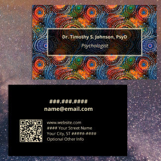 Psychologist | Therapist Colorful Swirls QR Code  Visitkort
