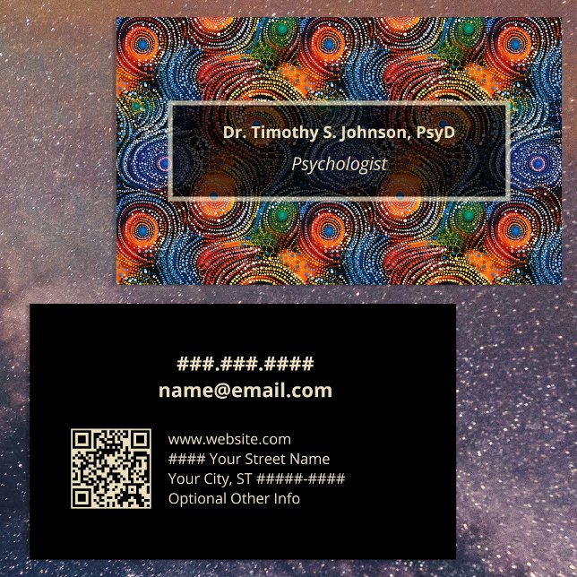 Psychologist | Therapist Colorful Swirls QR Code  Visitkort (Skapare uppladdad)