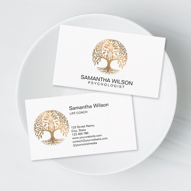 Psychologist Therapist Counselor Psychiatrist  Visitkort (brain tree logo design for therapists)