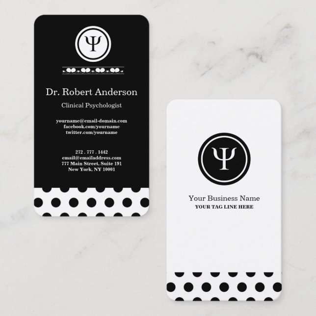 Psychology Psi Symbol Clinical Psychologist  Visitkort (Fram/baksida)