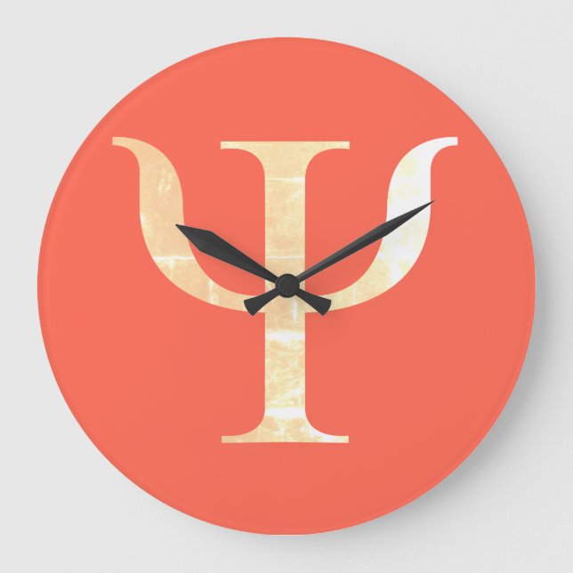 Psychology Science Symbol Red Orange Clock Stor Klocka (Framsida)