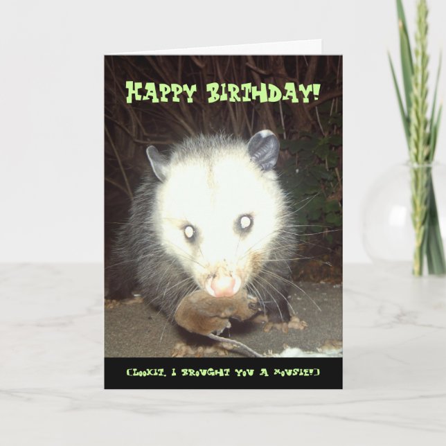 Psychopossum födelsedagkort kort (Framsida)