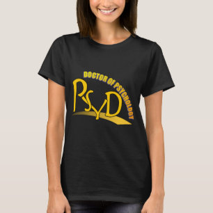 PSYD-DOKTOR AV PSYKOLOGIGULTLOGOTYPEN T-SHIRT