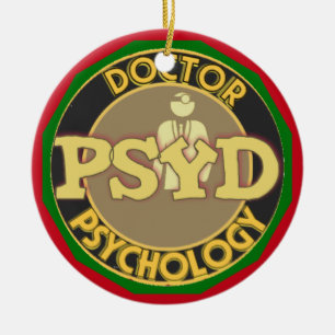 PsyD LOGOTYP DOKTOR OF PSYCHOLOGY PSYCHOLOGIST Julgransprydnad Keramik