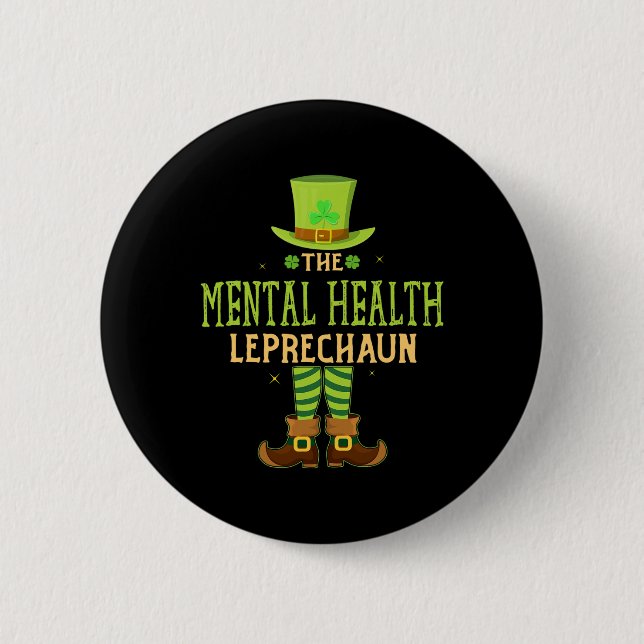 Psyisk hälsa Leprechaun Kul Matchande St Patricks  Knapp (Framsida)