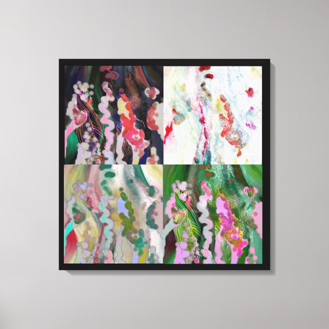 Psyke-delisk konstduksutskrift. 4 uråldriga lager canvastryck (Framsida)