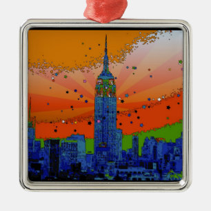 Psyke-delisk NYC: Emp St Building #3 Julgransprydnad Metall