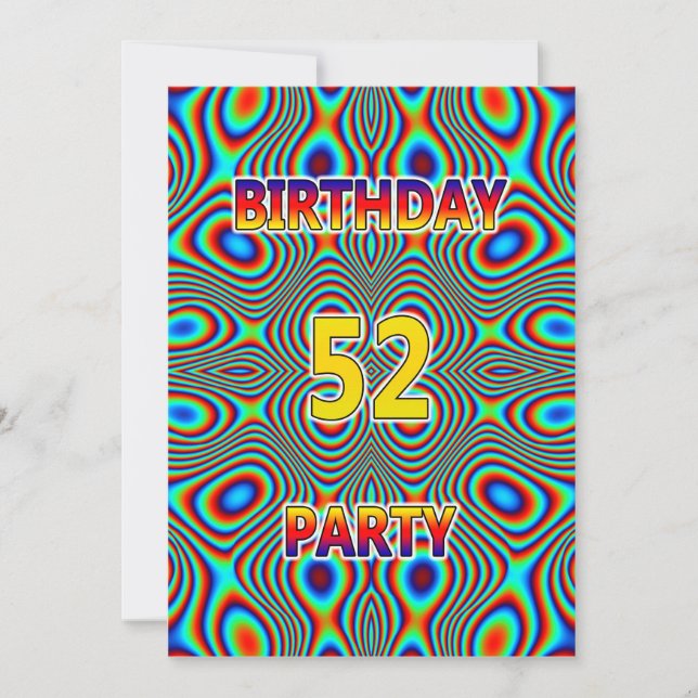 Psykedelic 52:a Födelsedagsfest inbjudan (Framsida)