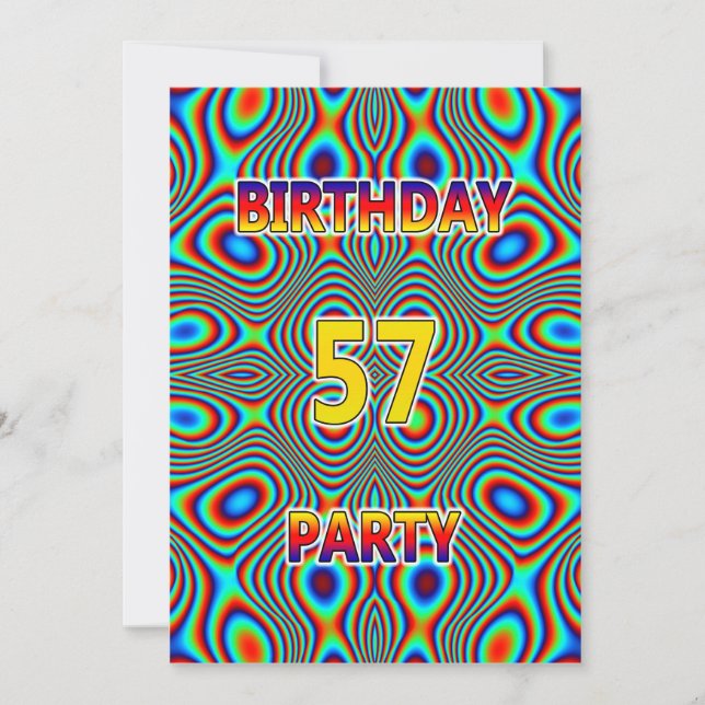 Psykedelic 57:e Födelsedagsfest inbjudan (Framsida)