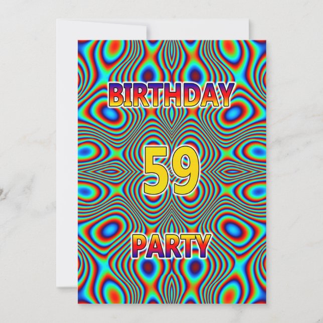 Psykedelic 59:e Födelsedagsfest inbjudan (Framsida)