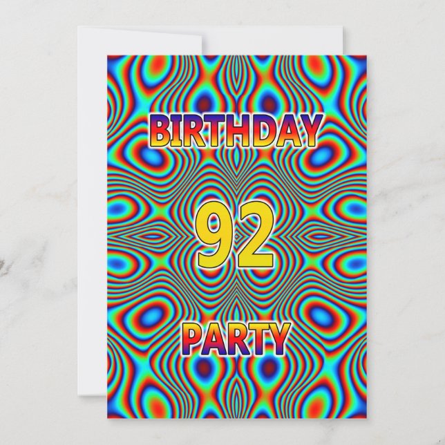 Psykedelic 92:a Födelsedagsfest inbjudan (Framsida)