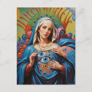Psykedelic Helig Evil Öga Protection Mary Vykort