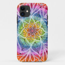 Psykedelic, Hippie, Flower Mandala iPhone 11 Fodra