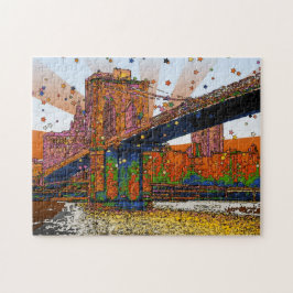 Psykedelic NYC: Brooklyn Bridge #1 Pussel