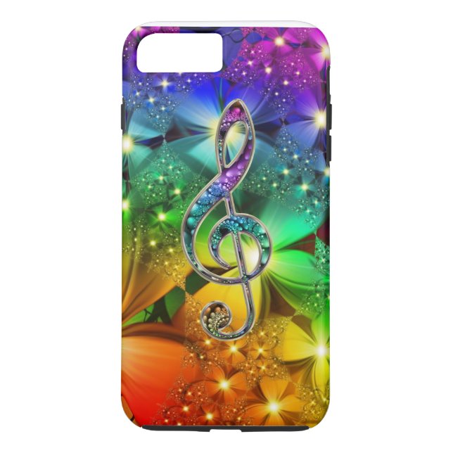 Psykedelic Rainbow Music Clef iPhone 7 Fodral Case-Mate iPhone Skal (Baksida)