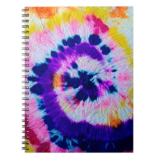 Psykedelic Spiral. Multifärgad Fabric Tie Dye. Höj Anteckningsbok (Framsidan)