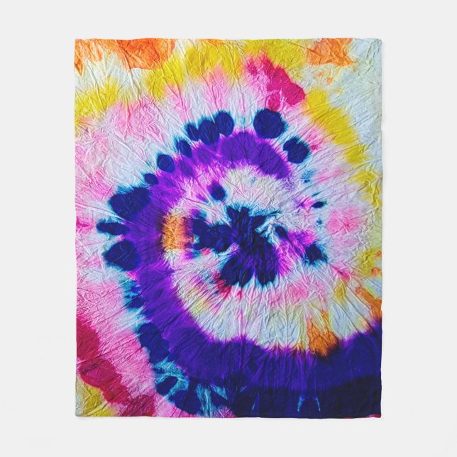 Psykedelic Spiral. Multifärgad Fabric Tie Dye. Höj Fleecefilt (Framsidan)