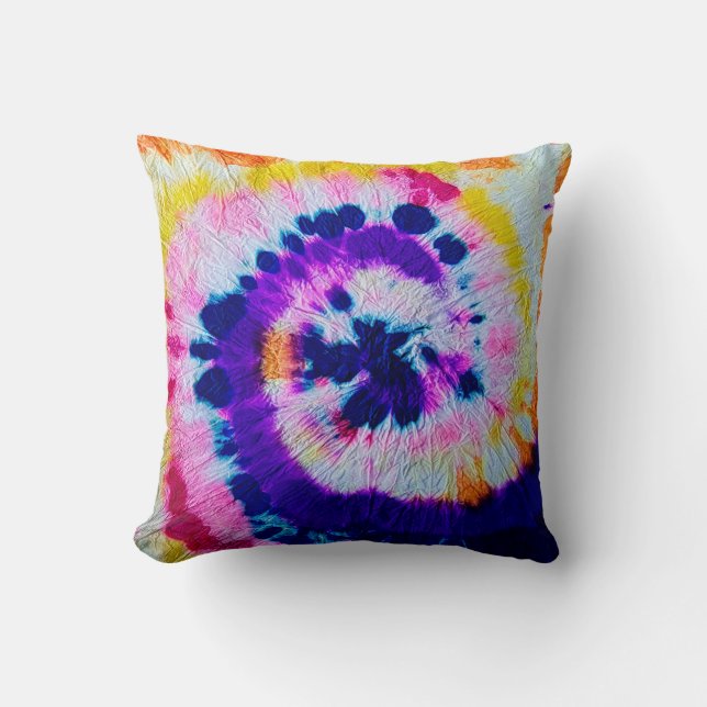 Psykedelic Spiral. Multifärgad Fabric Tie Dye. Höj Kudde (Framsida)