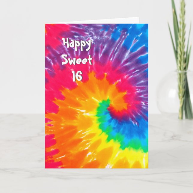 Psykedelic Tie Dye Sweet 16 Kort (Framsida)