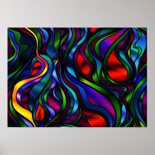 Psykedelisk Abstrakt av glasskikt Poster