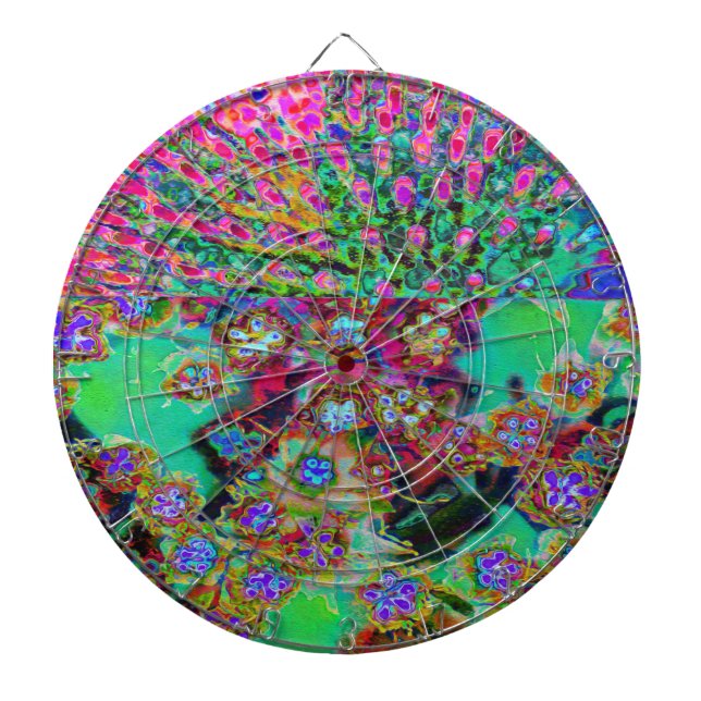 Psykedelisk Abstrakt Groovy Lila Sedum Darttavla (Framsidan)