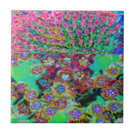 Psykedelisk Abstrakt Groovy Lila Sedum Kakelplatta