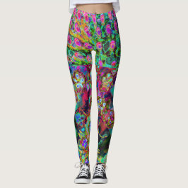 Psykedelisk Abstrakt Groovy Lila Sedum Leggings