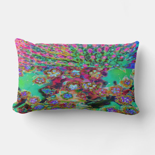 Psykedelisk Abstrakt Groovy Lila Sedum Lumbarkudde (Framsida)