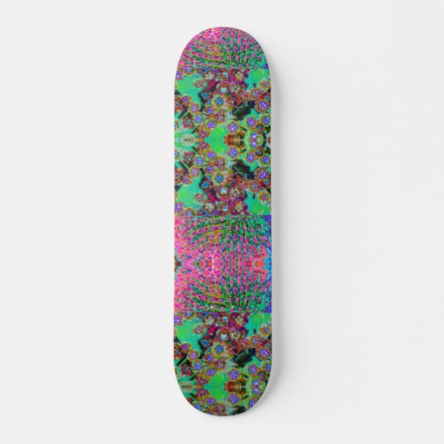 Psykedelisk Abstrakt Groovy Lila Sedum Mini Skateboard Bräda 18,5 Cm (Framsida)
