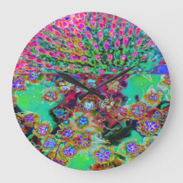 Psykedelisk Abstrakt Groovy Lila Sedum Stor Klocka