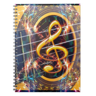 Psykedelisk Akustisk Gitarr, noter design Anteckningsbok Med Spiral