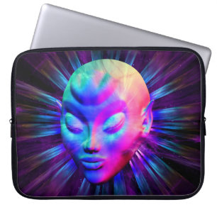 Psykedelisk Alien Meditation Laptop sleeve