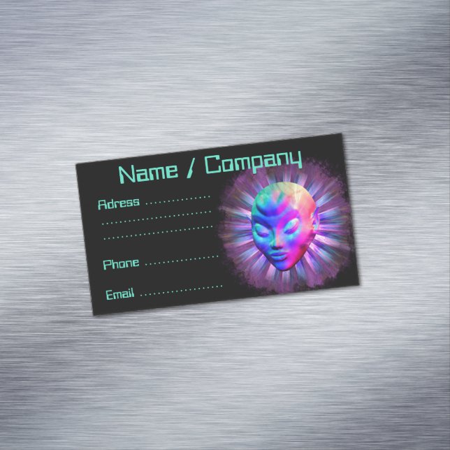 Psykedelisk Alien Meditation Magnetiska Visitkort (In Situ)