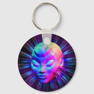Psykedelisk Alien Meditation-nyckelkedjor Nyckelring