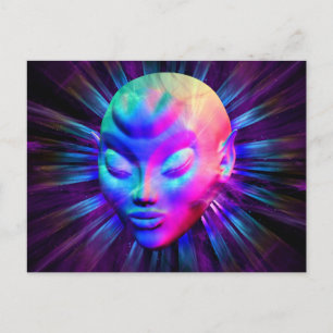 Psykedelisk Alien Meditation-vykort Vykort