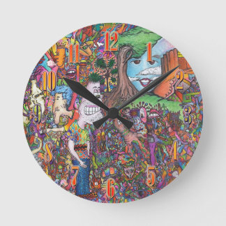 Psykedelisk Art Clock Rund Klocka