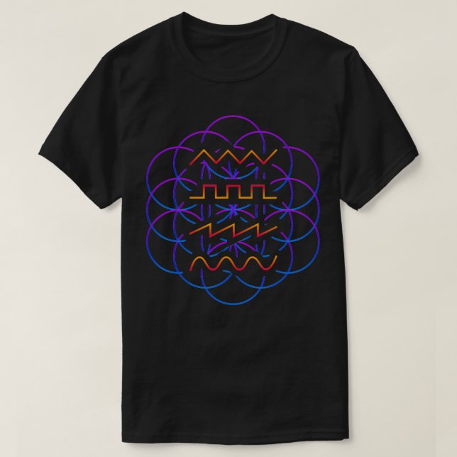 Psykedelisk Audio Waveform Synthesizer T Shirt (Design framsida)