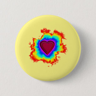 Psykedelisk Aura Dual Heart Knapp